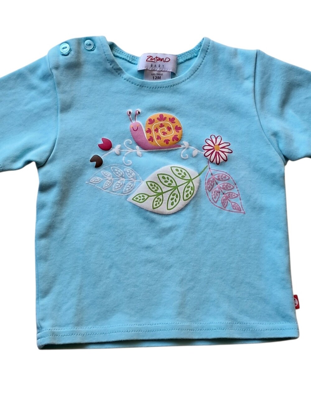 Zutano Light Blue Snail & Floral Graphic Tee Size 12 Months